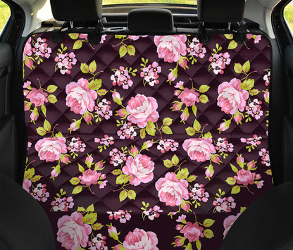 Vintage Pink Rose Floral Pattern Print Pet Car Back Seat Cover