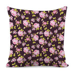 Vintage Pink Rose Floral Pattern Print Pillow Cover