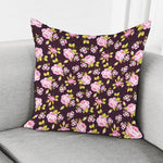 Vintage Pink Rose Floral Pattern Print Pillow Cover