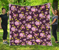 Vintage Pink Rose Floral Pattern Print Quilt
