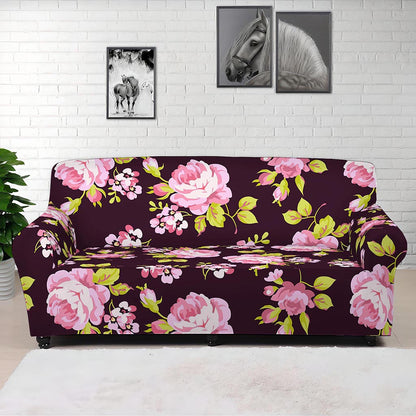 Vintage Pink Rose Floral Pattern Print Sofa Cover