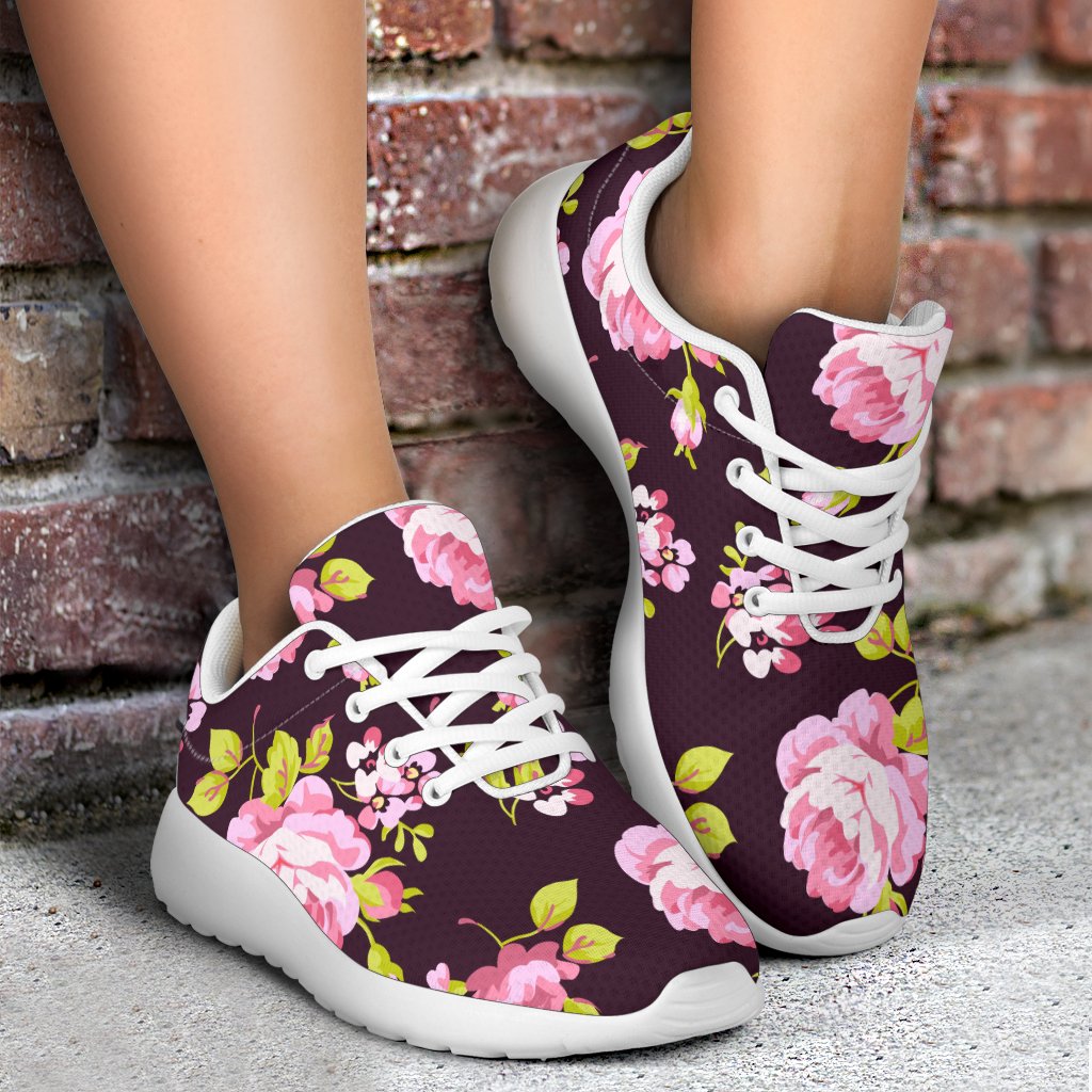 Vintage Pink Rose Floral Pattern Print Sport Shoes GearFrost
