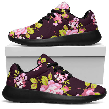 Vintage Pink Rose Floral Pattern Print Sport Shoes GearFrost