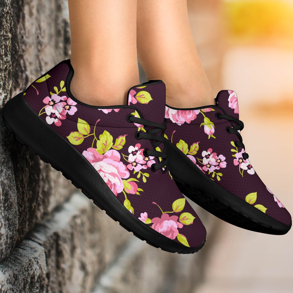 Vintage Pink Rose Floral Pattern Print Sport Shoes GearFrost
