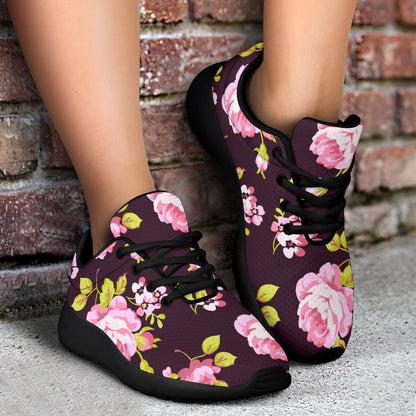 Vintage Pink Rose Floral Pattern Print Sport Shoes GearFrost