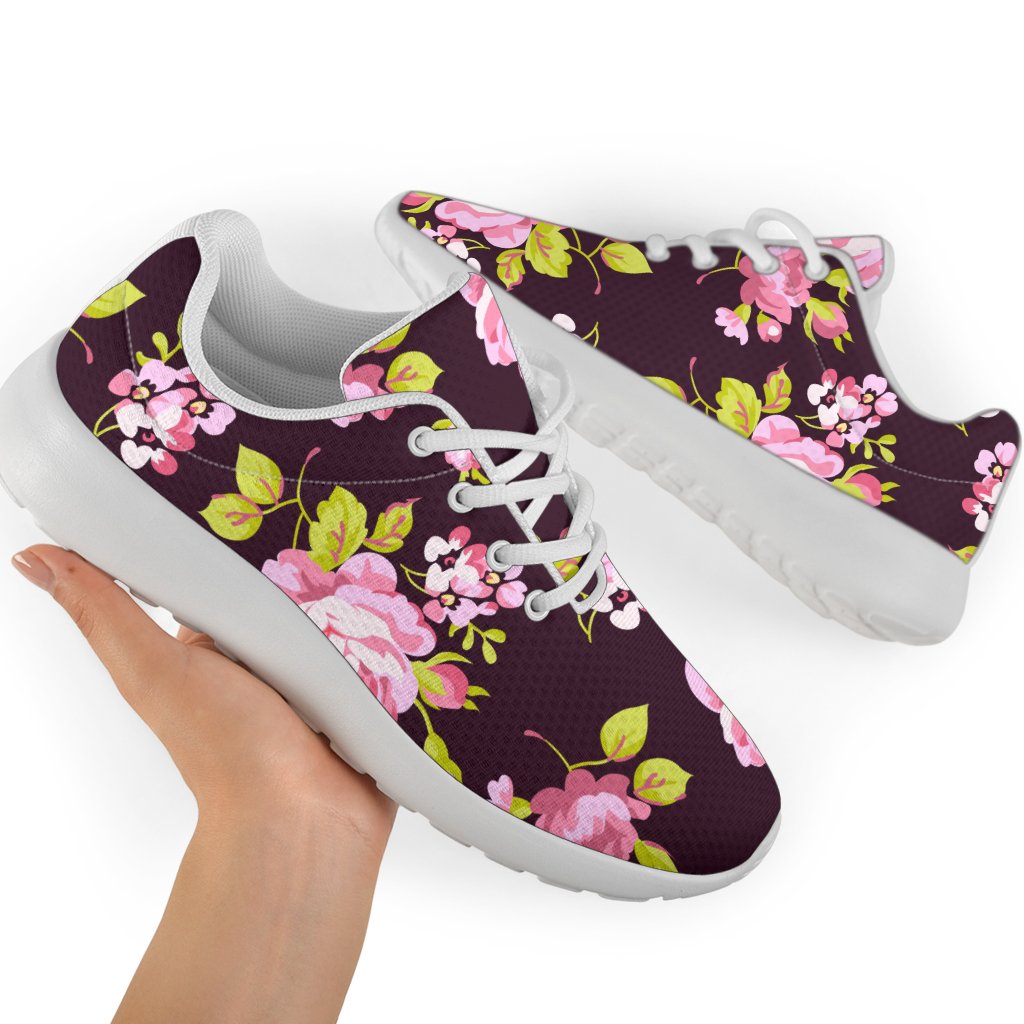 Vintage Pink Rose Floral Pattern Print Sport Shoes GearFrost