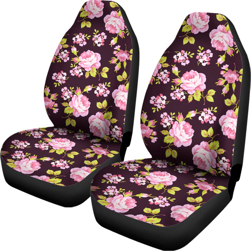 Vintage Pink Rose Floral Pattern Print Universal Fit Car Seat Covers