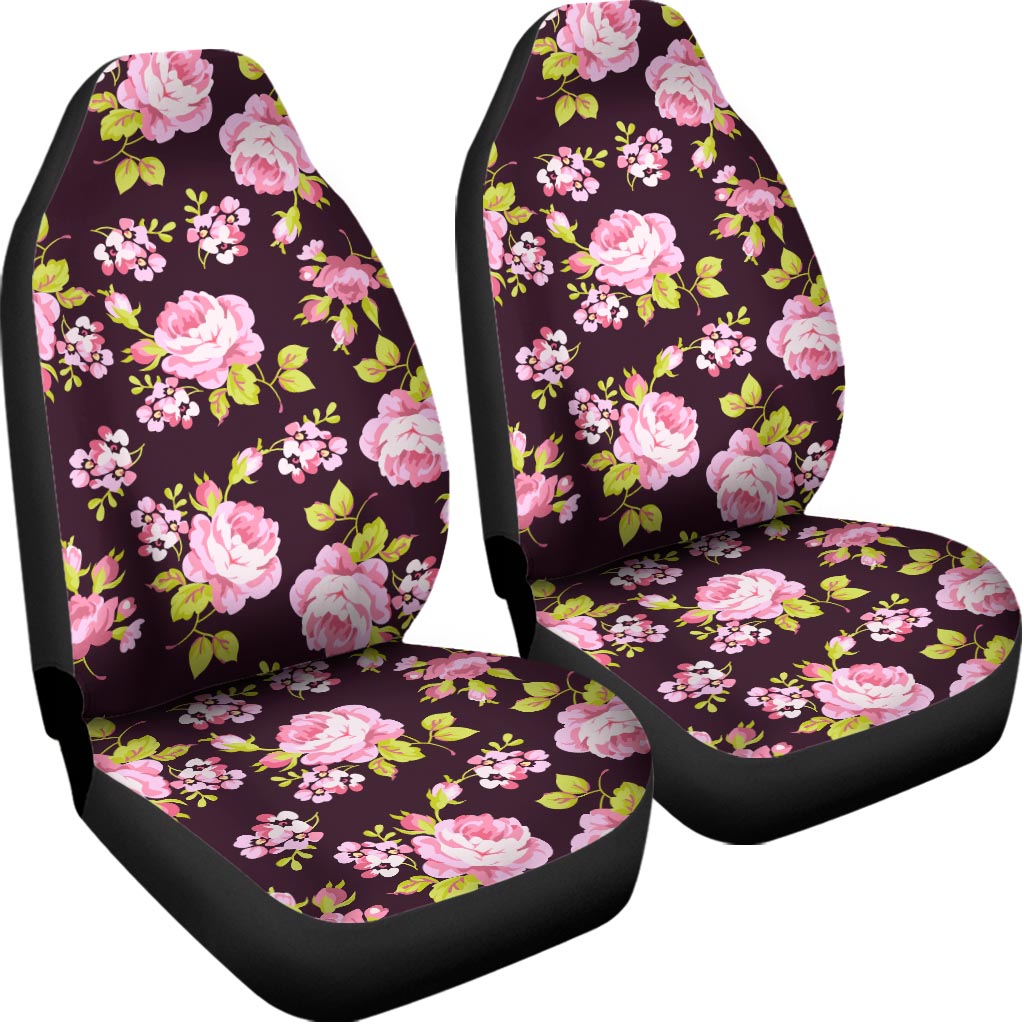 Vintage Pink Rose Floral Pattern Print Universal Fit Car Seat Covers