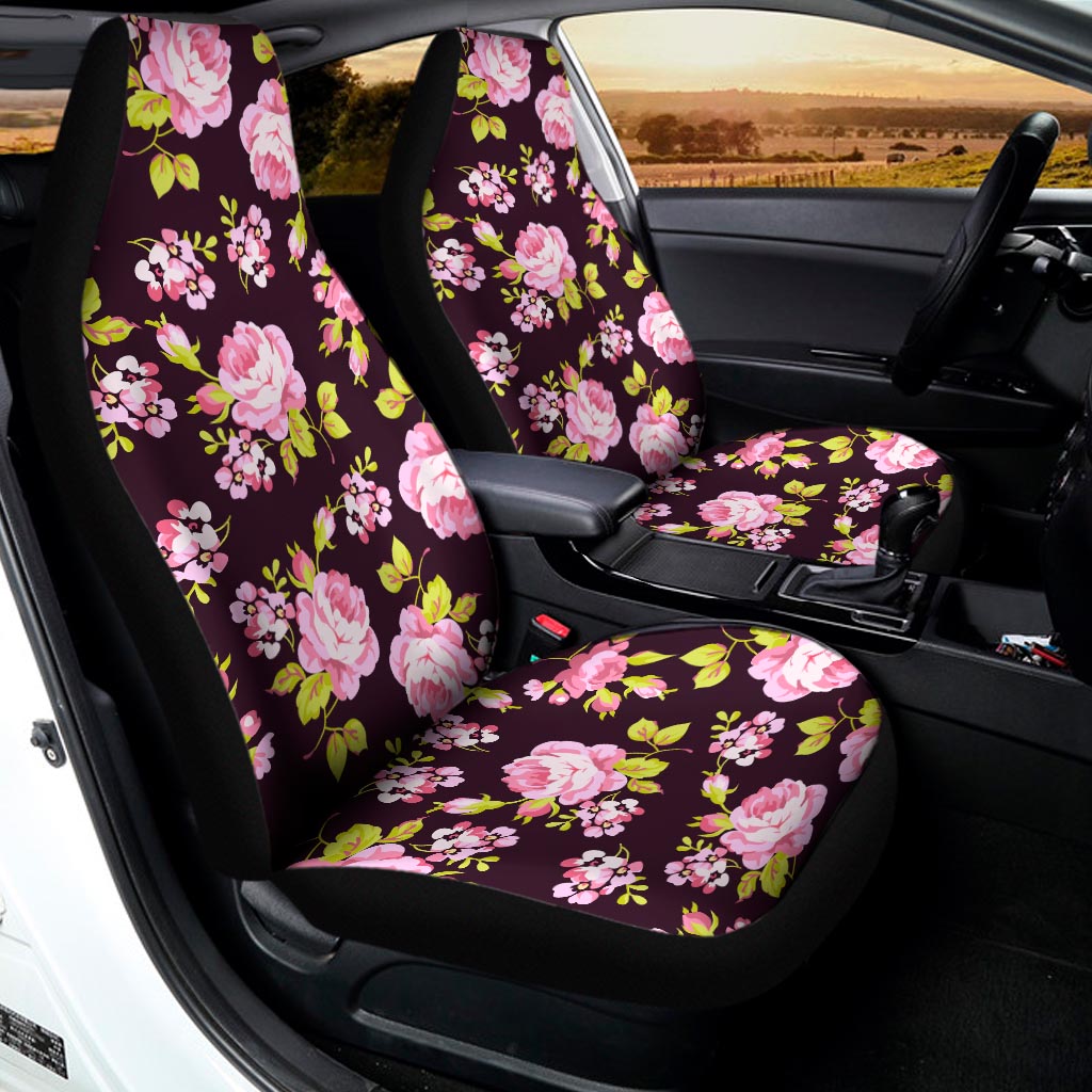 Vintage Pink Rose Floral Pattern Print Universal Fit Car Seat Covers