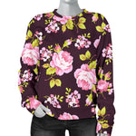 Vintage Pink Rose Floral Pattern Print Women's Crewneck Sweatshirt GearFrost
