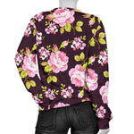 Vintage Pink Rose Floral Pattern Print Women's Crewneck Sweatshirt GearFrost