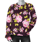 Vintage Pink Rose Floral Pattern Print Women's Crewneck Sweatshirt GearFrost