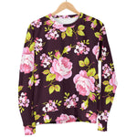 Vintage Pink Rose Floral Pattern Print Women's Crewneck Sweatshirt GearFrost
