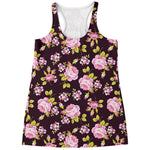 Vintage Pink Rose Floral Pattern Print Women's Racerback Tank Top