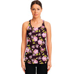 Vintage Pink Rose Floral Pattern Print Women's Racerback Tank Top