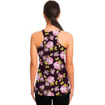 Vintage Pink Rose Floral Pattern Print Women's Racerback Tank Top