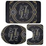 Vintage Pisces Zodiac Sign Print 3 Piece Bath Mat Set