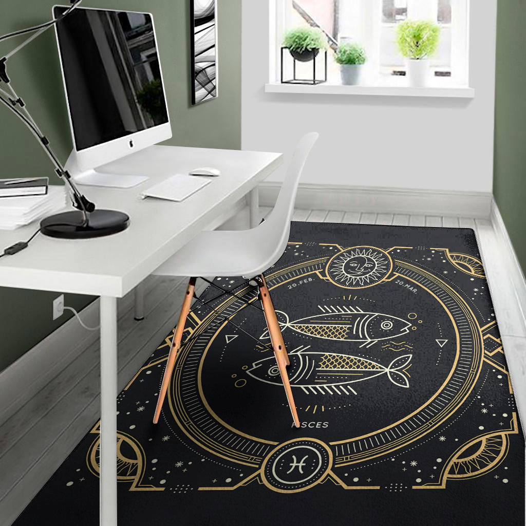 Vintage Pisces Zodiac Sign Print Area Rug