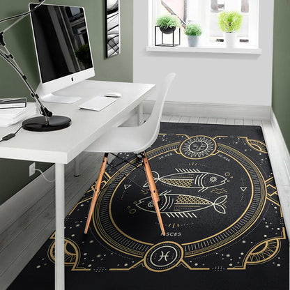 Vintage Pisces Zodiac Sign Print Area Rug