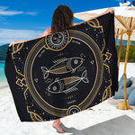 Vintage Pisces Zodiac Sign Print Beach Sarong Wrap