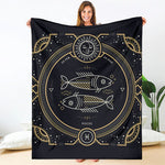 Vintage Pisces Zodiac Sign Print Blanket
