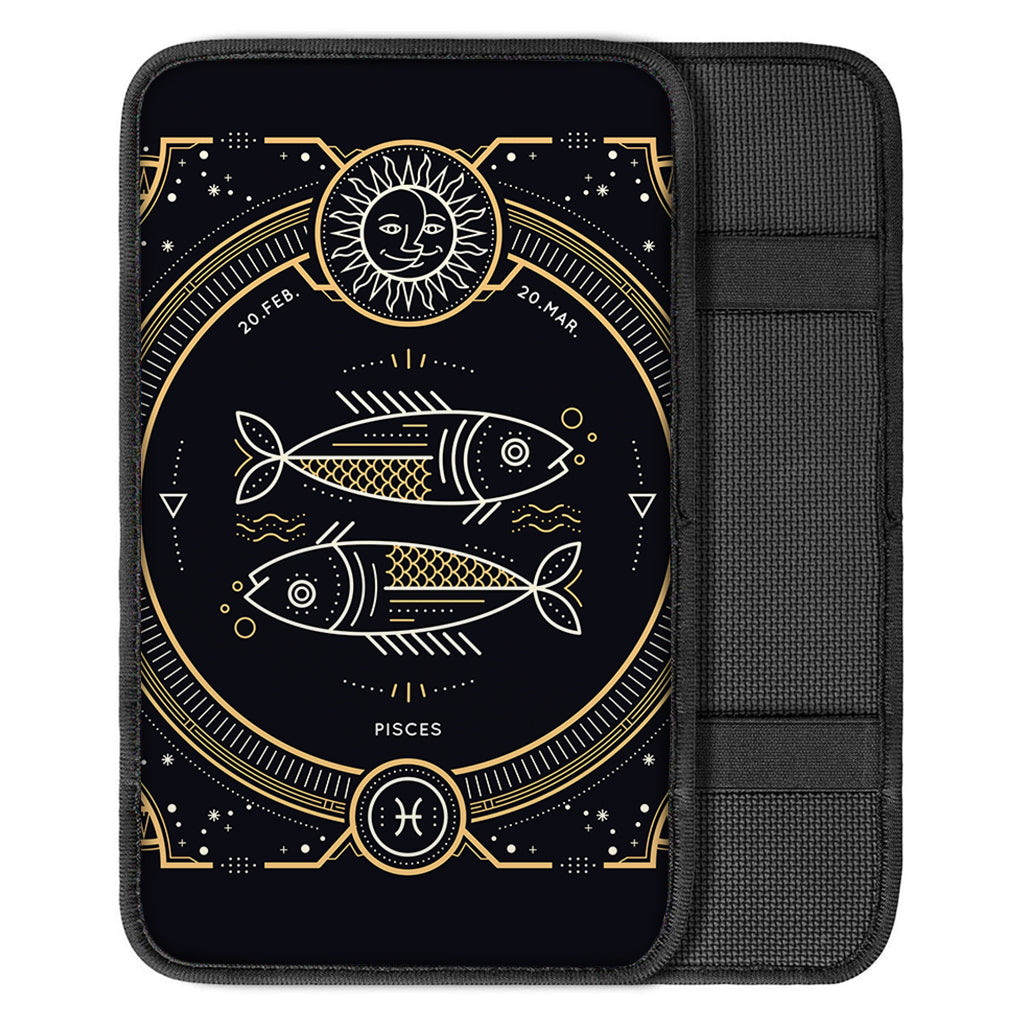 Vintage Pisces Zodiac Sign Print Car Center Console Cover