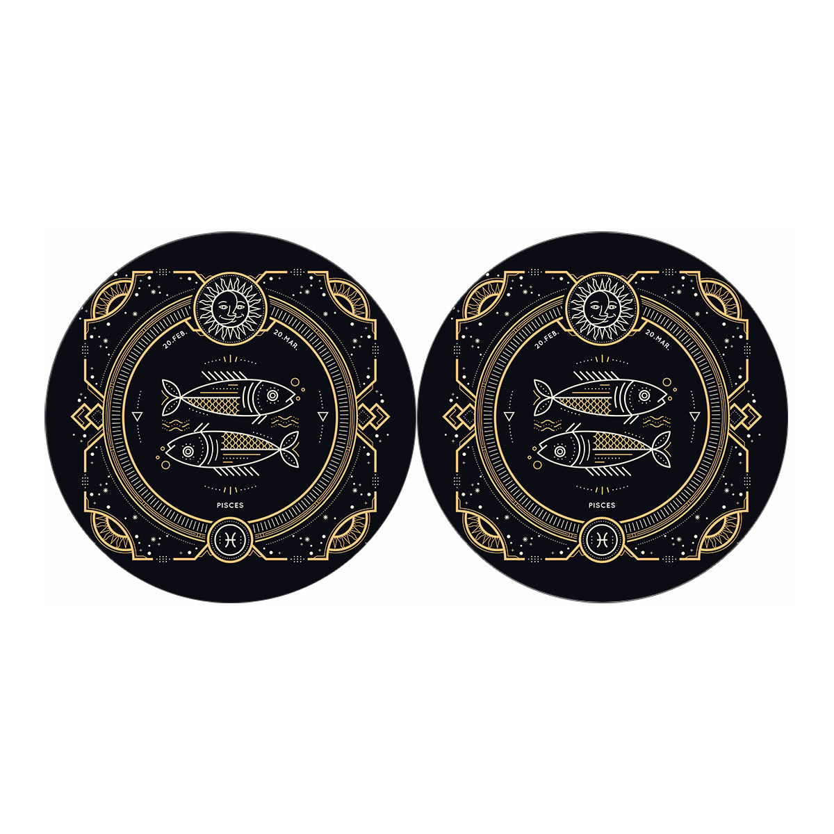 Vintage Pisces Zodiac Sign Print Car Coasters