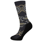 Vintage Pisces Zodiac Sign Print Crew Socks