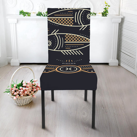 Vintage Pisces Zodiac Sign Print Dining Chair Slipcover