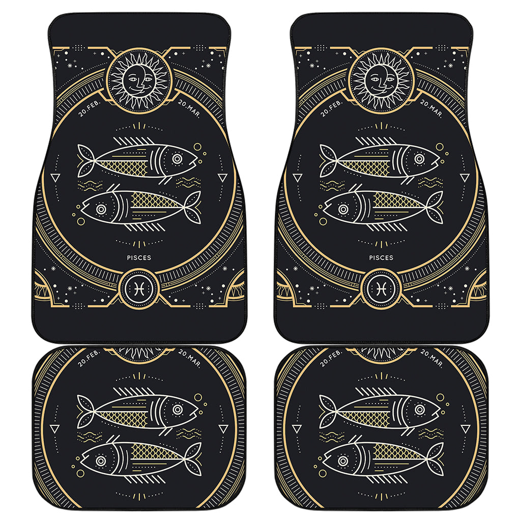 Vintage Pisces Zodiac Sign Print Front and Back Car Floor Mats