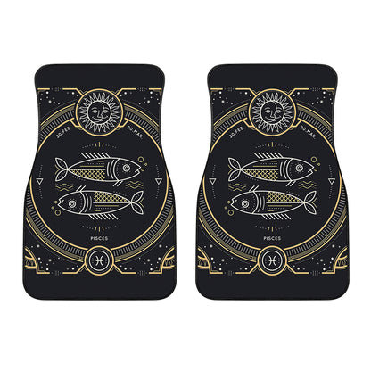 Vintage Pisces Zodiac Sign Print Front Car Floor Mats