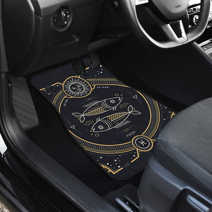 Vintage Pisces Zodiac Sign Print Front Car Floor Mats