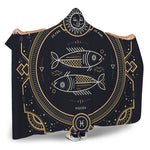 Vintage Pisces Zodiac Sign Print Hooded Blanket