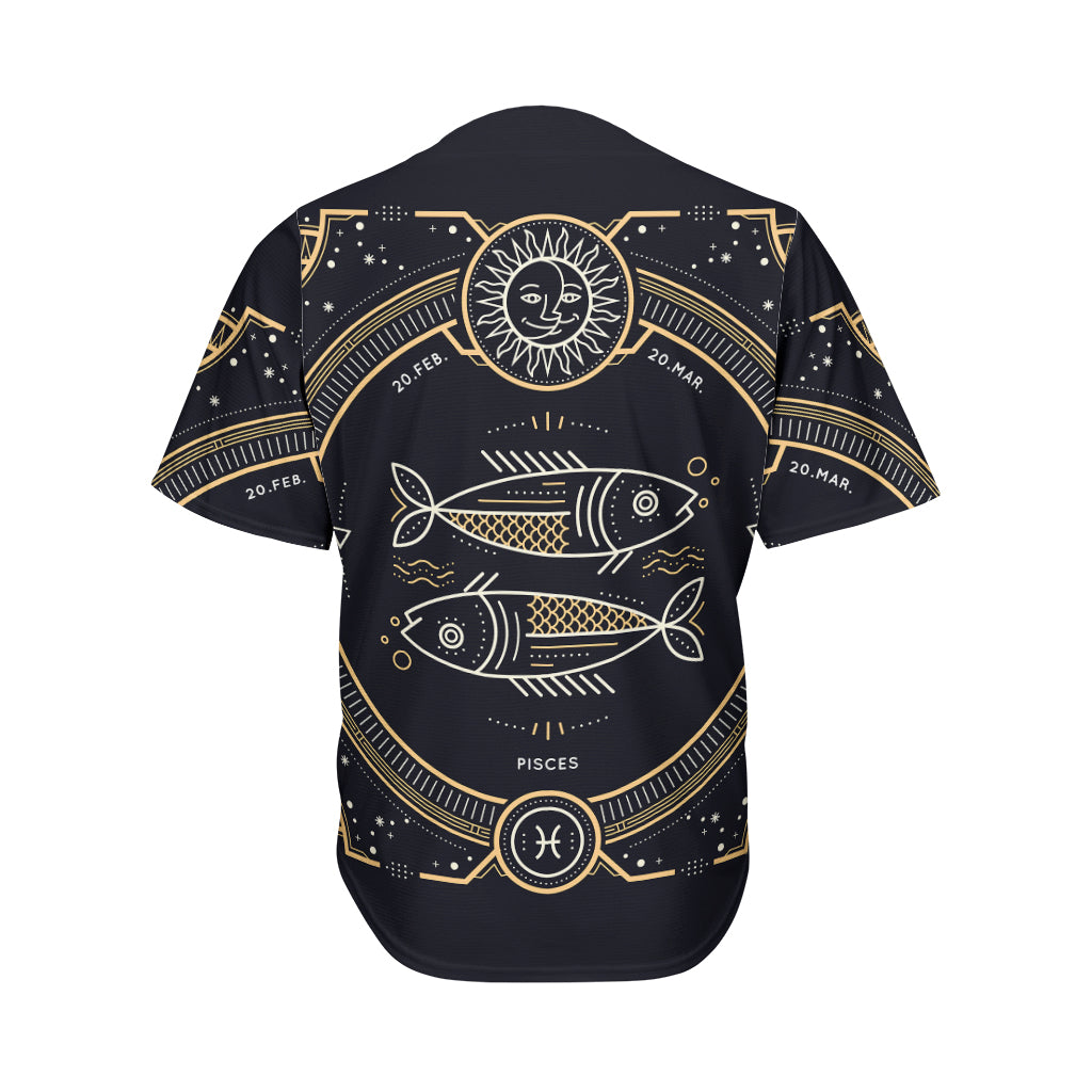 Vintage Pisces Zodiac Sign Print Men's Baseball Jersey