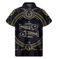 Vintage Pisces Zodiac Sign Print Men's Short Sleeve Shirt