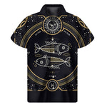 Vintage Pisces Zodiac Sign Print Men's Short Sleeve Shirt
