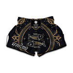 Vintage Pisces Zodiac Sign Print Muay Thai Boxing Shorts