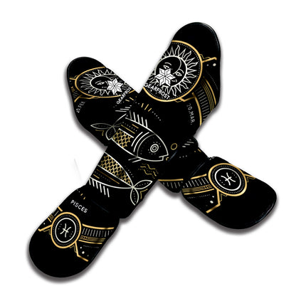 Vintage Pisces Zodiac Sign Print Muay Thai Shin Guard