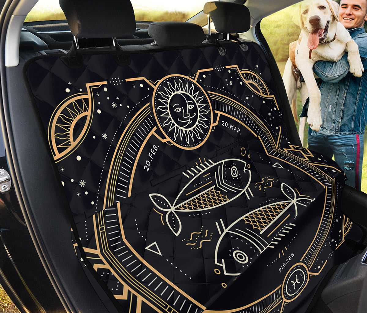 Vintage Pisces Zodiac Sign Print Pet Car Back Seat Cover