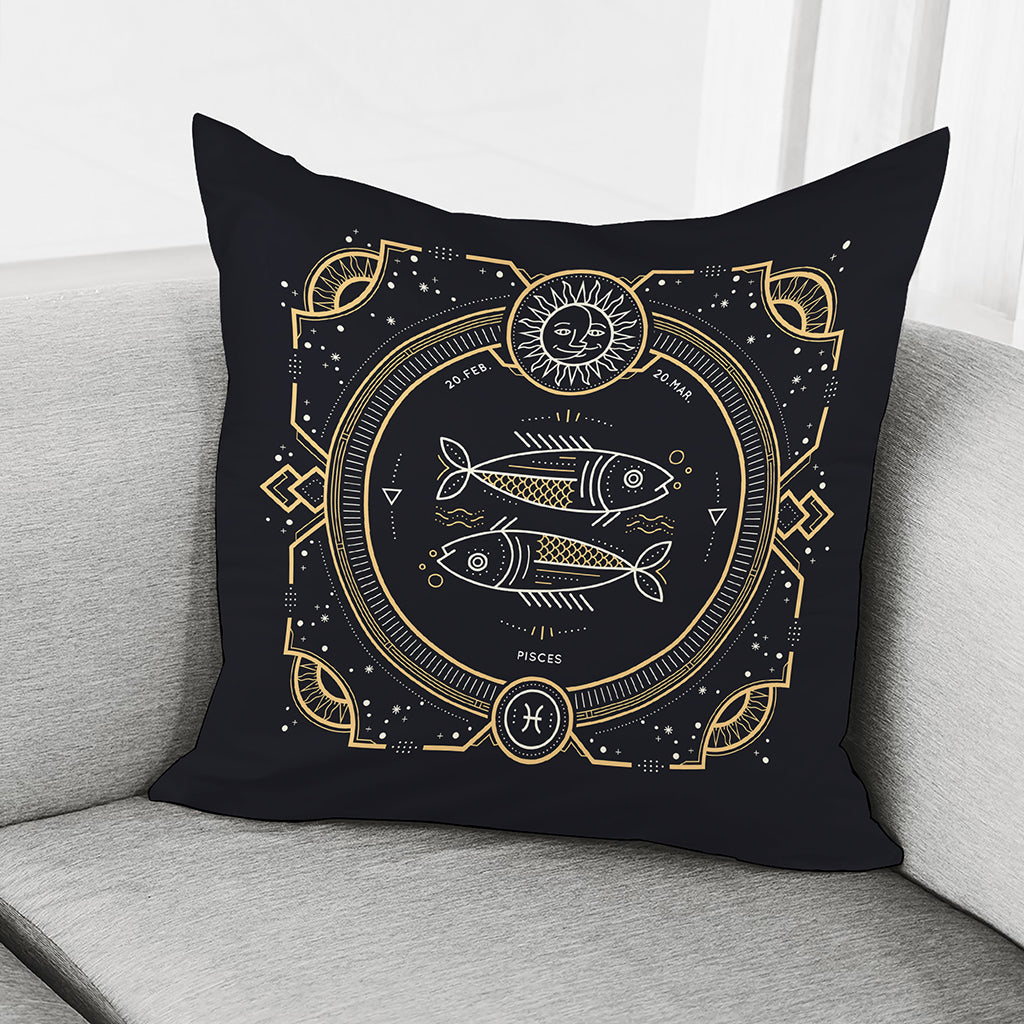 Vintage Pisces Zodiac Sign Print Pillow Cover