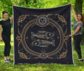 Vintage Pisces Zodiac Sign Print Quilt