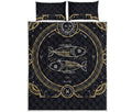 Vintage Pisces Zodiac Sign Print Quilt Bed Set