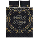 Vintage Pisces Zodiac Sign Print Quilt Bed Set
