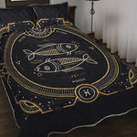 Vintage Pisces Zodiac Sign Print Quilt Bed Set