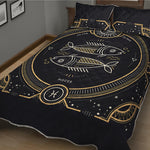 Vintage Pisces Zodiac Sign Print Quilt Bed Set
