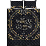 Vintage Pisces Zodiac Sign Print Quilt Bed Set