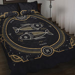 Vintage Pisces Zodiac Sign Print Quilt Bed Set