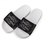 Vintage Pisces Zodiac Sign Print White Slide Sandals