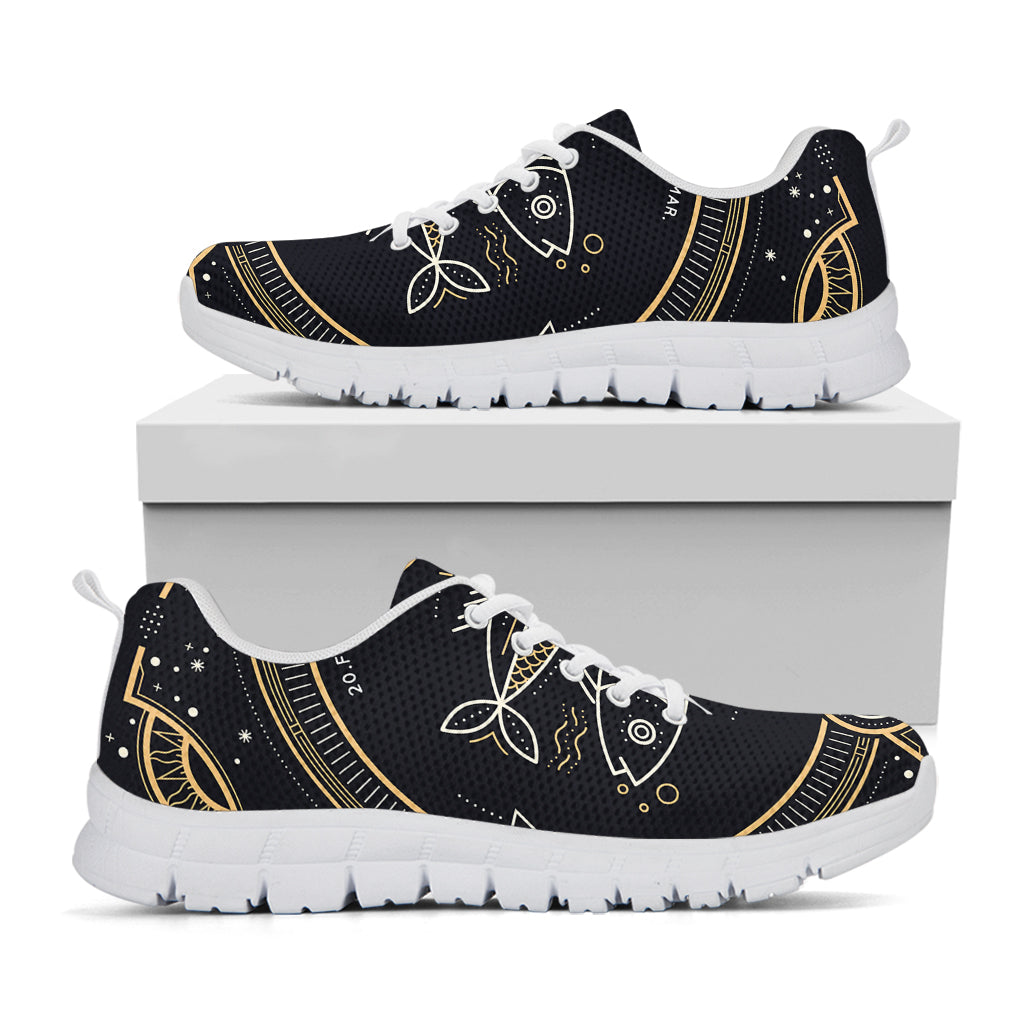 Vintage Pisces Zodiac Sign Print White Sneakers