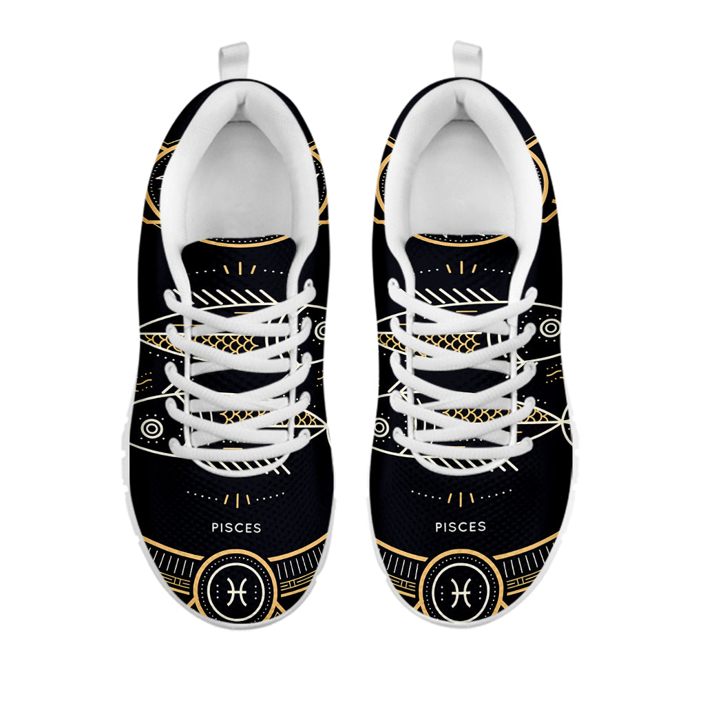 Vintage Pisces Zodiac Sign Print White Sneakers